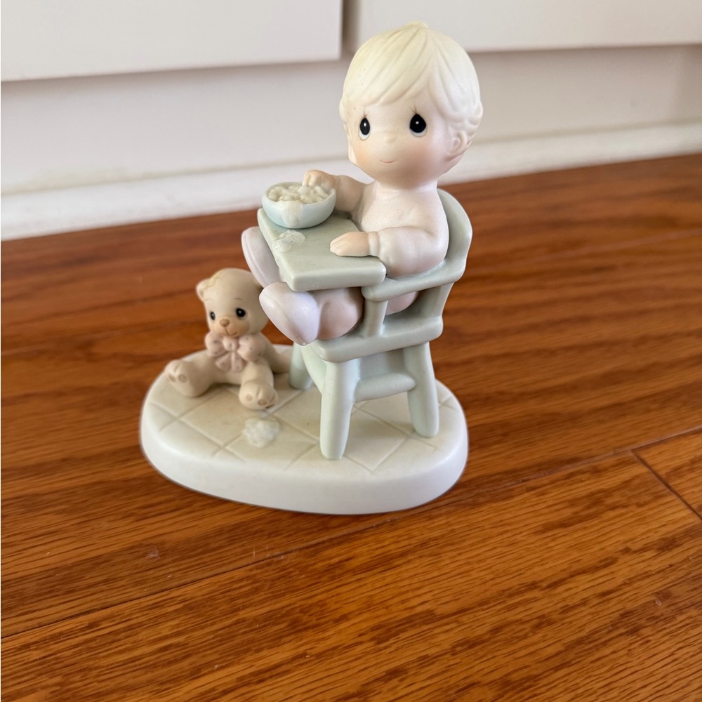 Precious Moments Porcelain Figurine of Child in High Chair Baby’s First Meal